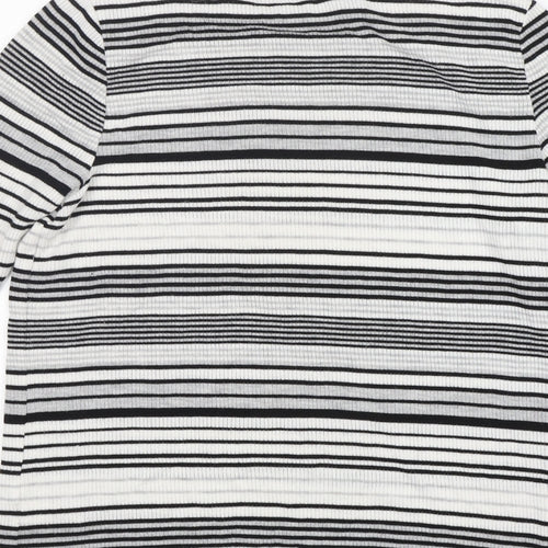 George Womens Grey Round Neck Striped Polyester Pullover Jumper Size 16