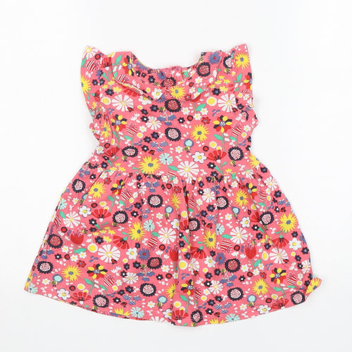 Matalan Girls Multicoloured Floral Cotton Fit & Flare  Size 9-12 Months  Round Neck