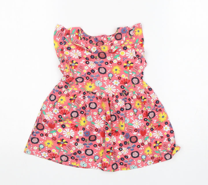 Matalan Girls Multicoloured Floral Cotton Fit & Flare  Size 9-12 Months  Round Neck
