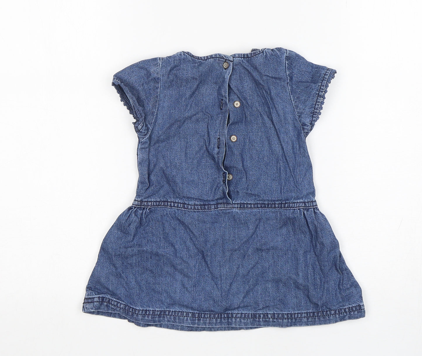 NEXT Girls Blue  Cotton A-Line  Size 9-12 Months  Round Neck