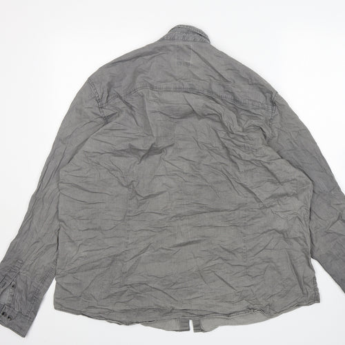 Burton  Mens Grey  Cotton  Button-Up Size 2XL Collared