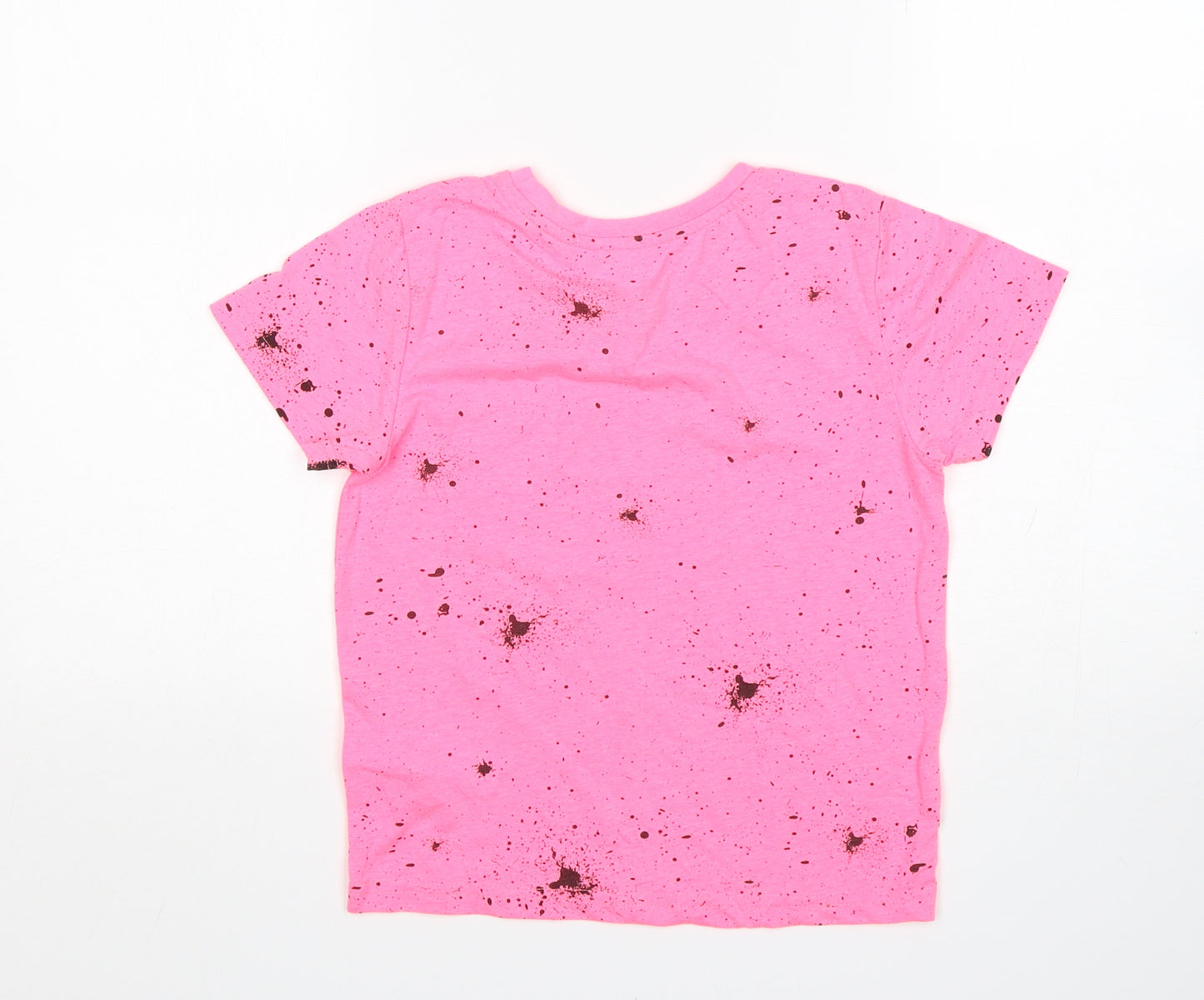 Pimark Girls Pink Polka Dot Polyester Basic T-Shirt Size 7-8 Years Round Neck