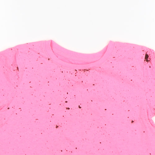 Pimark Girls Pink Polka Dot Polyester Basic T-Shirt Size 7-8 Years Round Neck