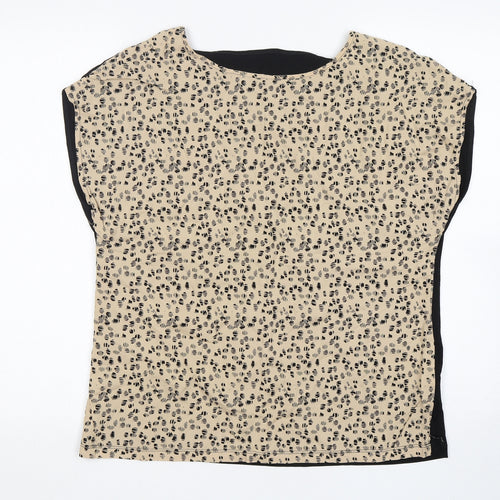 Preworn  Womens Multicoloured Animal Print Viscose Basic Blouse Size 14 Round Neck