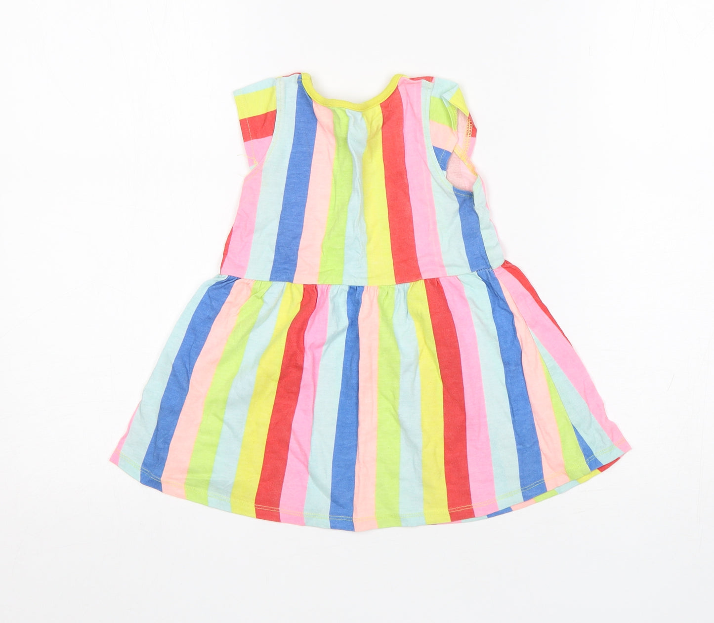 E-vie Girls Multicoloured Striped Cotton A-Line  Size 18-24 Months  Round Neck