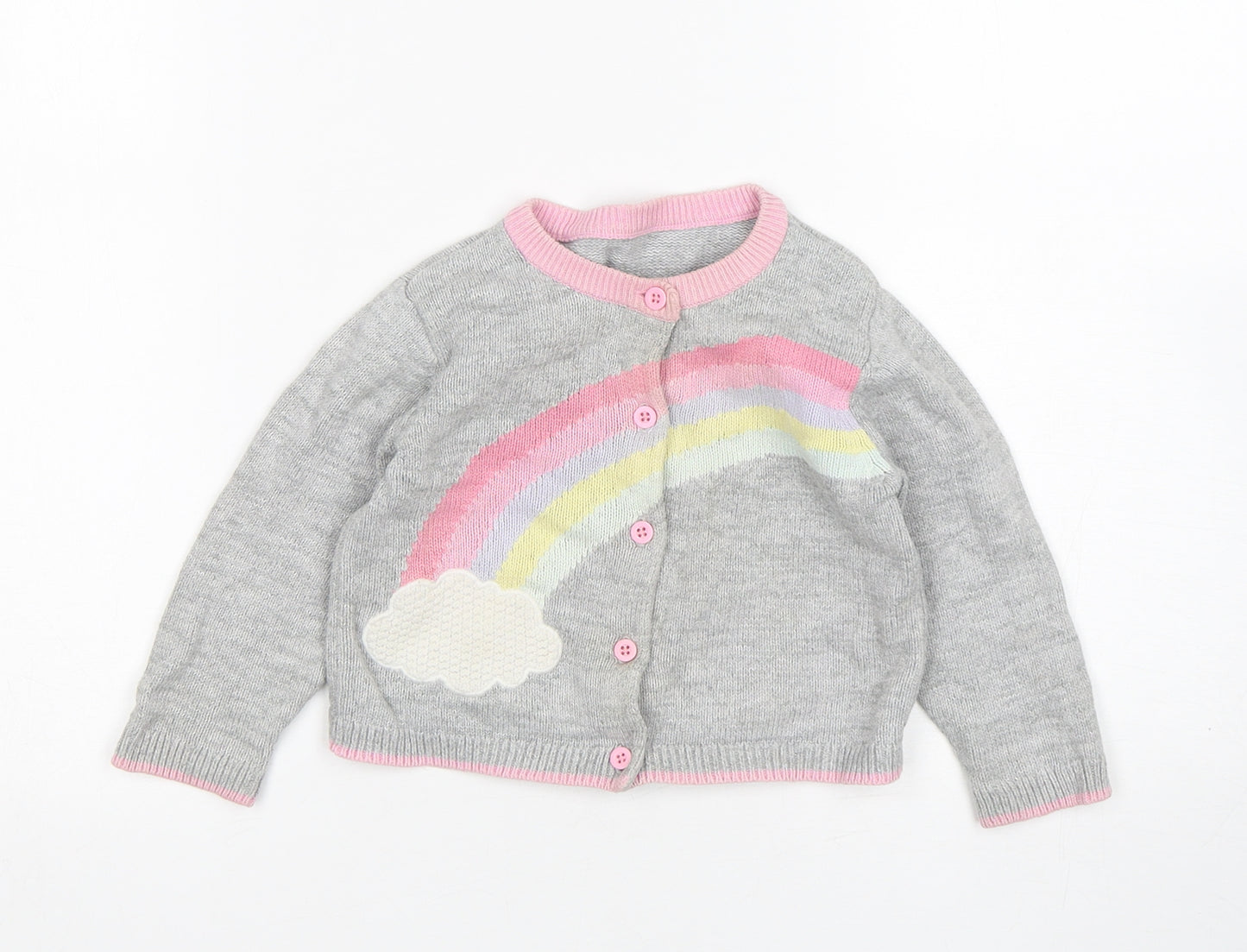 Matalan Girls Grey  Cotton Cardigan Jumper Size 12-18 Months