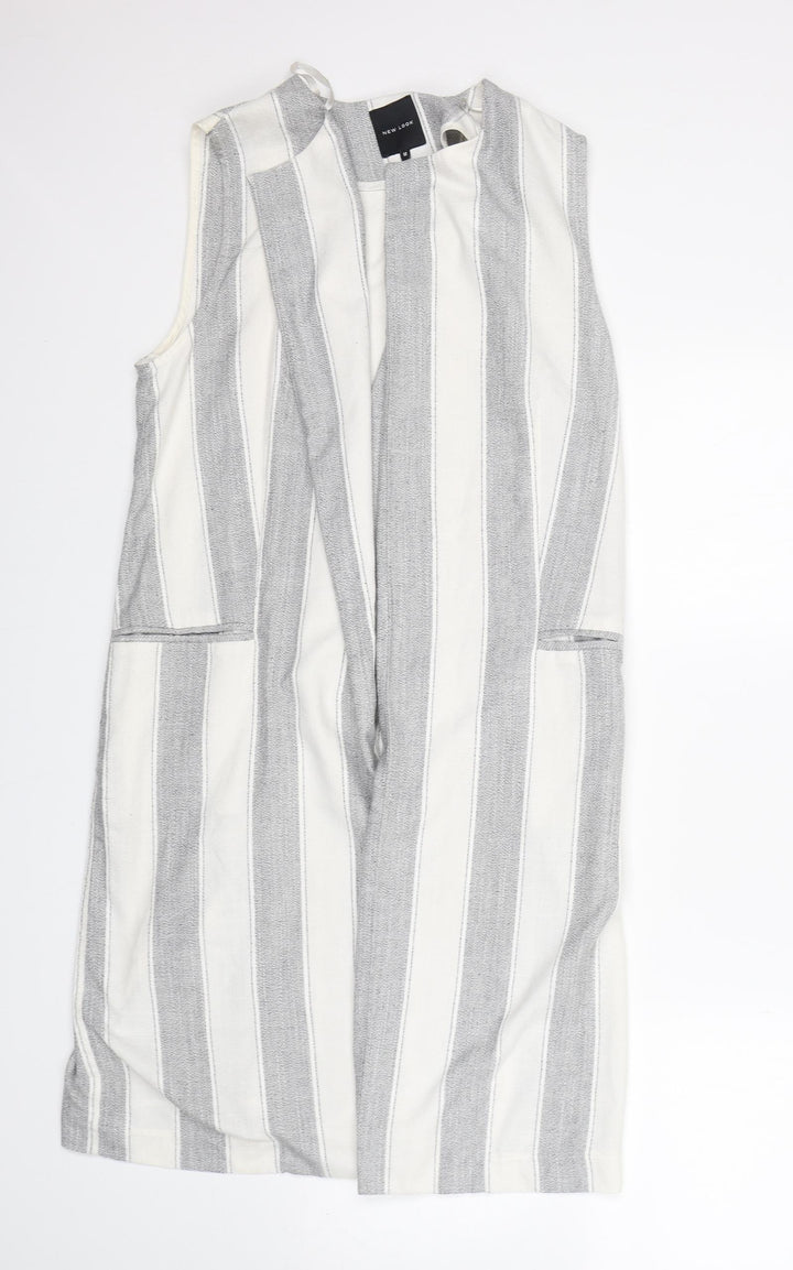 New Look Womens Multicoloured Striped Polyester Jacket Blazer Size 12
