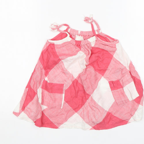 Matalan Girls Pink Check Viscose Tank Dress  Size 9-12 Months  Square Neck