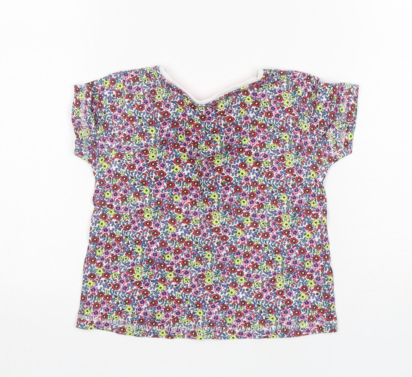 Matalan Girls Multicoloured Floral Cotton Basic T-Shirt Size 12-18 Months Round Neck