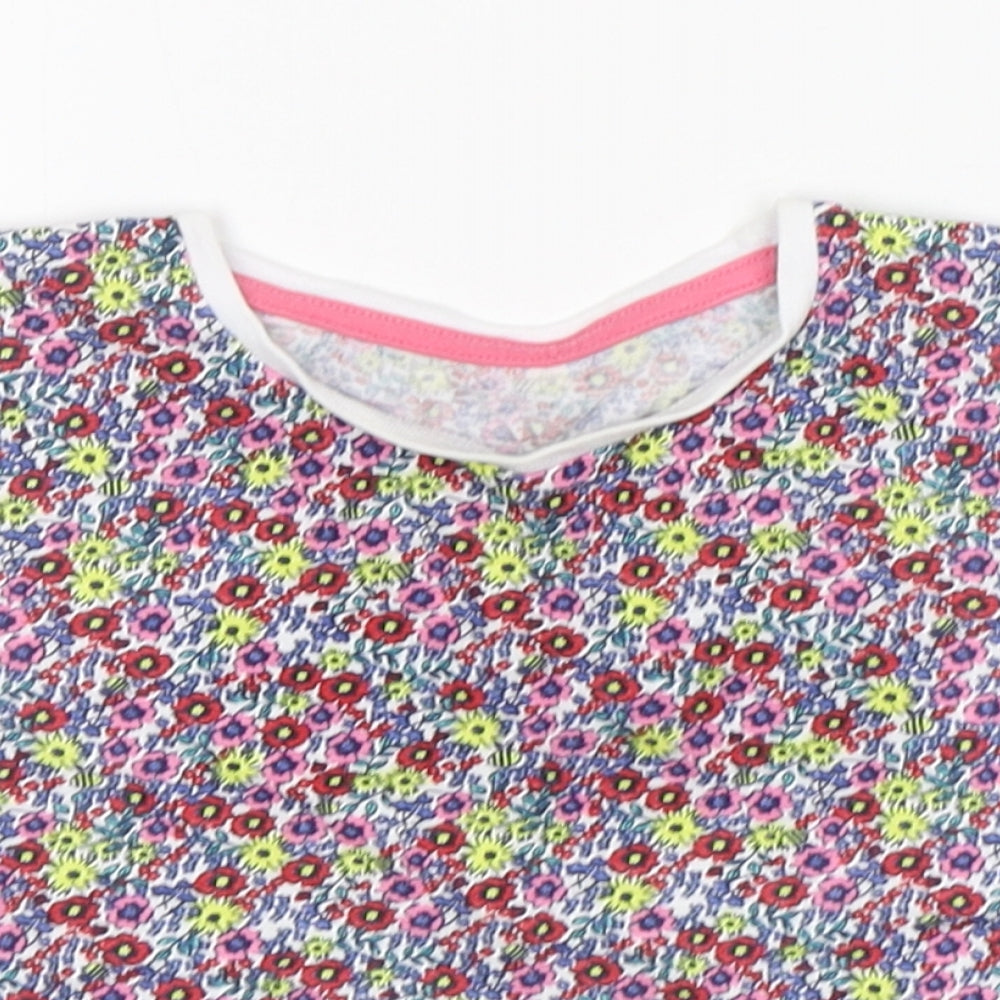 Matalan Girls Multicoloured Floral Cotton Basic T-Shirt Size 12-18 Months Round Neck