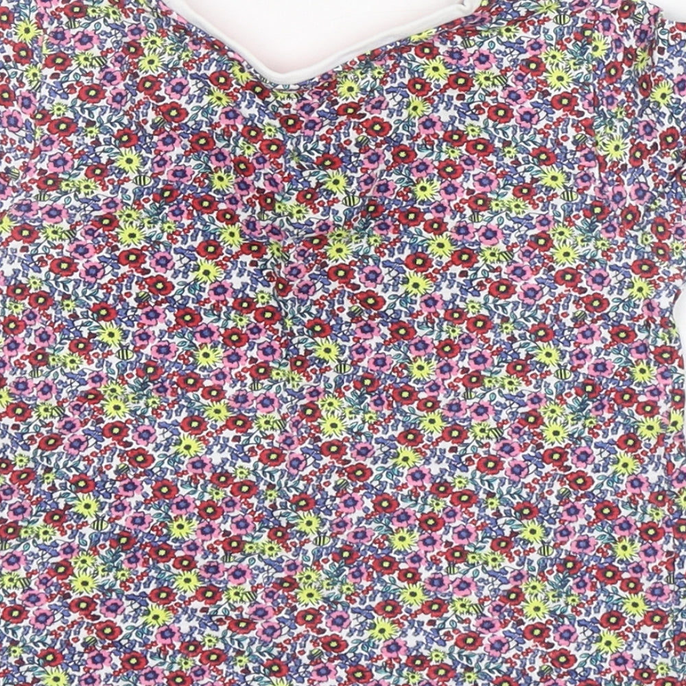 Matalan Girls Multicoloured Floral Cotton Basic T-Shirt Size 12-18 Months Round Neck