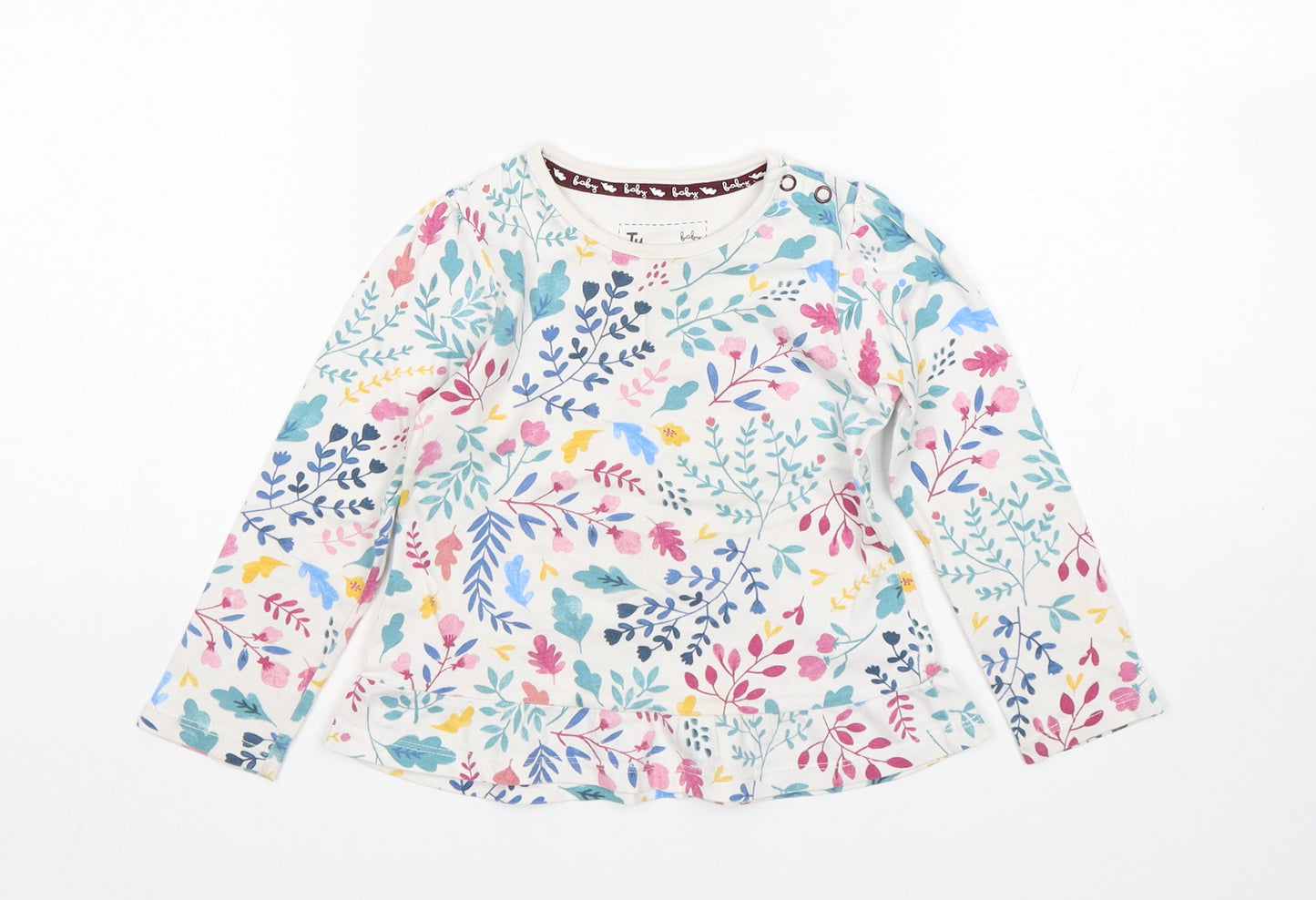 TU Girls Multicoloured Floral Cotton Basic T-Shirt Size 12-18 Months Round Neck