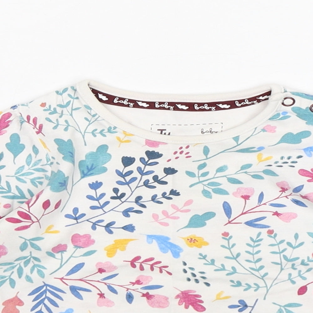 TU Girls Multicoloured Floral Cotton Basic T-Shirt Size 12-18 Months Round Neck