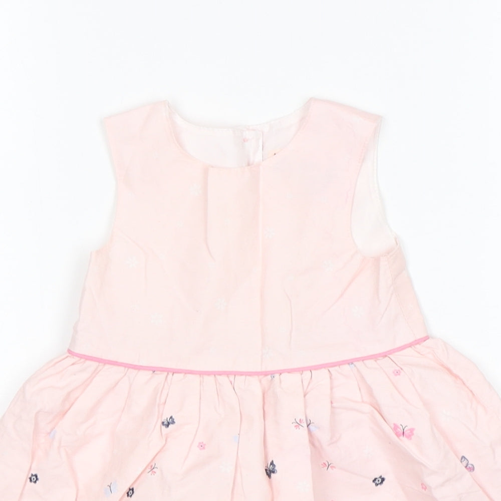 Primark Girls Pink Floral Cotton Fit & Flare  Size 12-18 Months  Round Neck