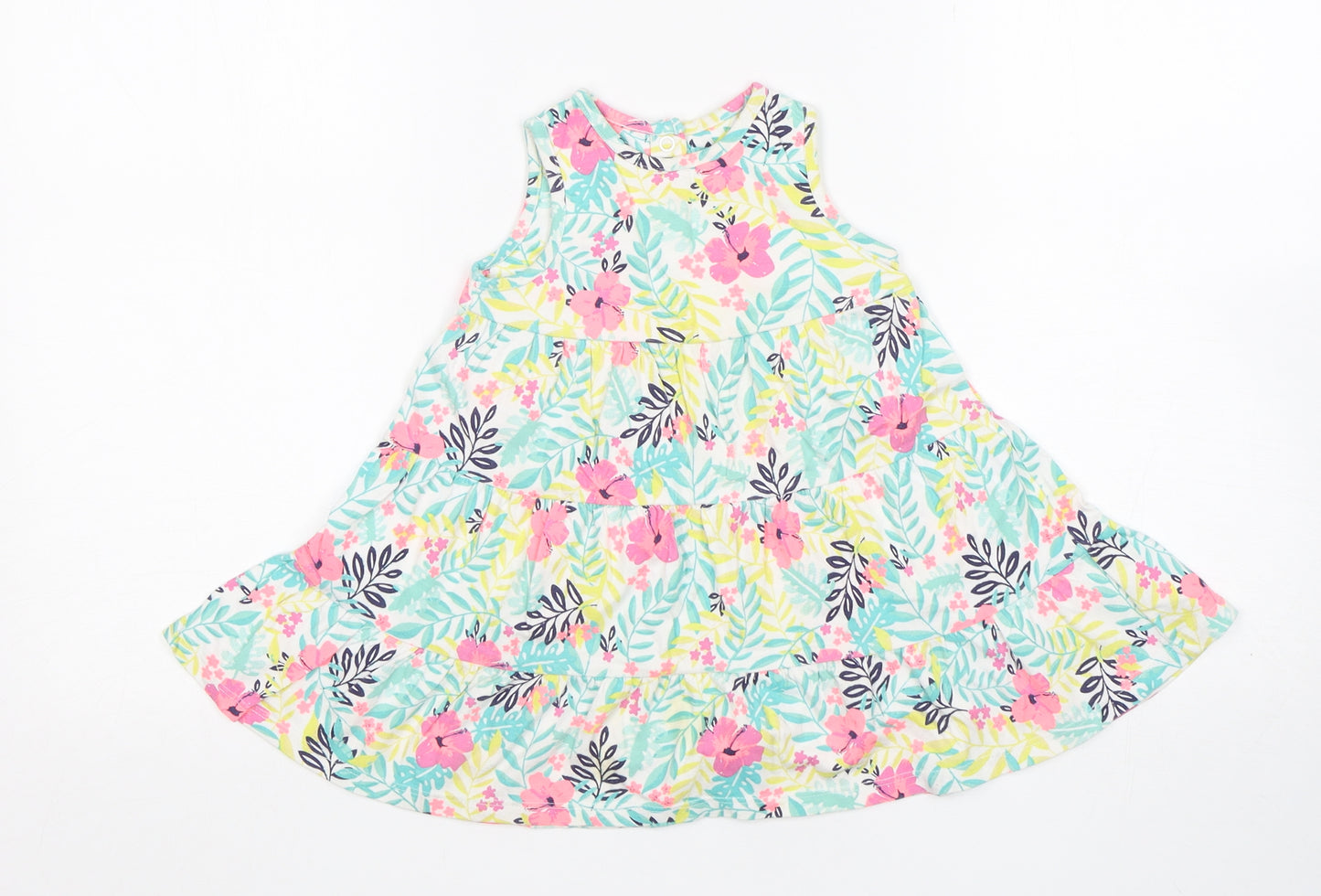 Mothercare Girls Multicoloured Floral Cotton A-Line  Size 9-12 Months  Round Neck