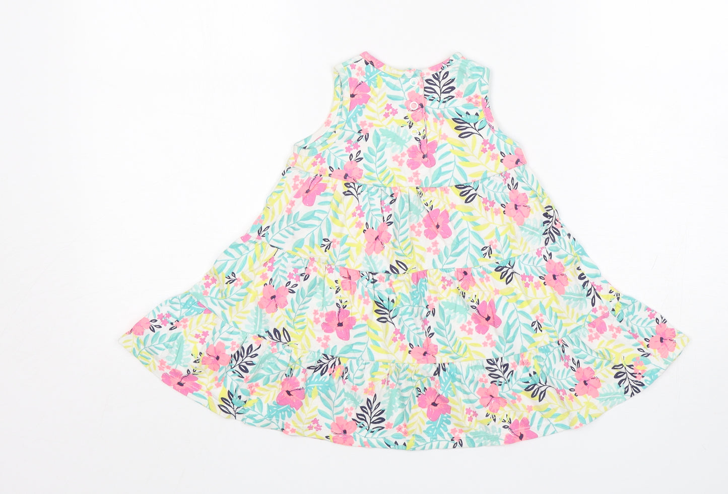 Mothercare Girls Multicoloured Floral Cotton A-Line  Size 9-12 Months  Round Neck