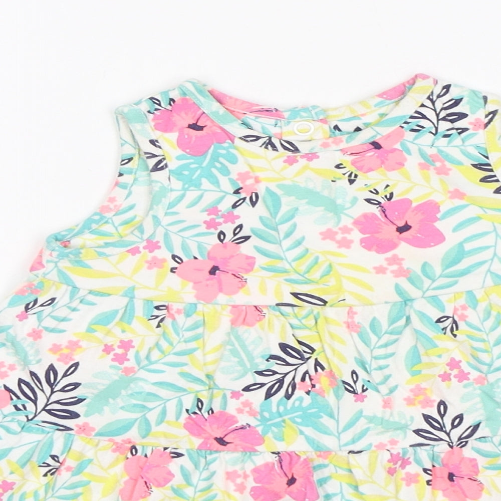 Mothercare Girls Multicoloured Floral Cotton A-Line  Size 9-12 Months  Round Neck