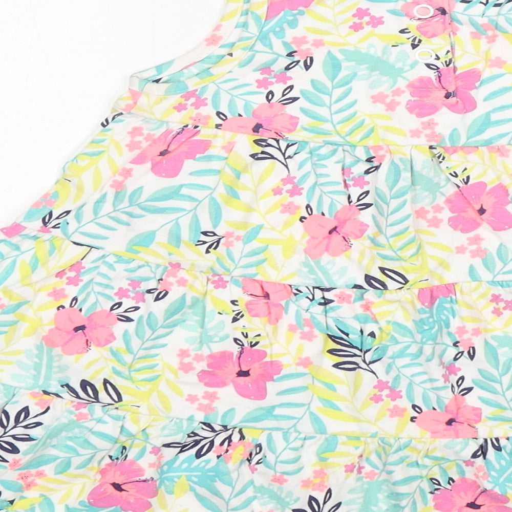 Mothercare Girls Multicoloured Floral Cotton A-Line  Size 9-12 Months  Round Neck