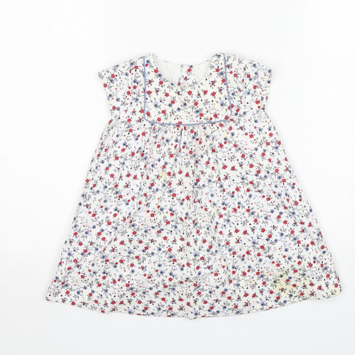 Mothercare Girls Multicoloured Floral Cotton A-Line  Size 9-12 Months  Round Neck