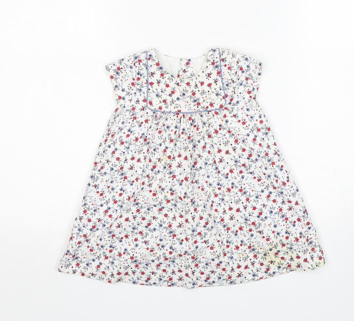 Mothercare Girls Multicoloured Floral Cotton A-Line Size 9-12 Months Round Neck
