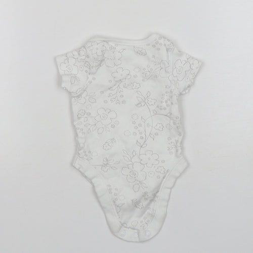 F&F Girls White Floral Cotton Leotard One-Piece Size Newborn