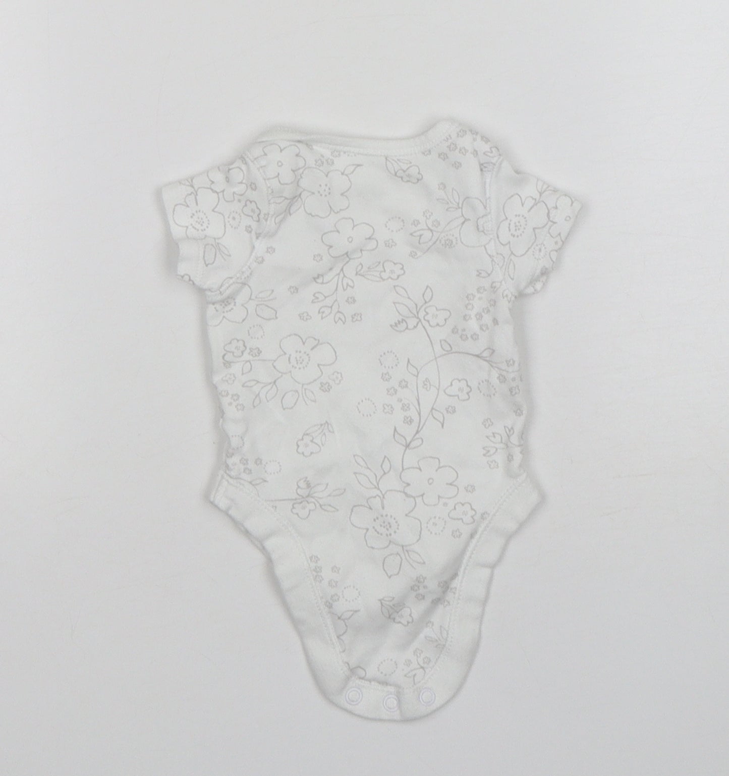F&F Girls White Floral Cotton Leotard One-Piece Size Newborn