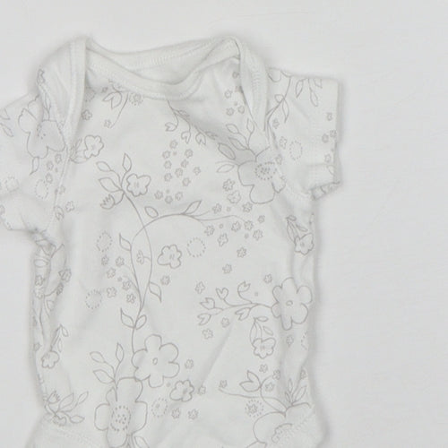 F&F Girls White Floral Cotton Leotard One-Piece Size Newborn