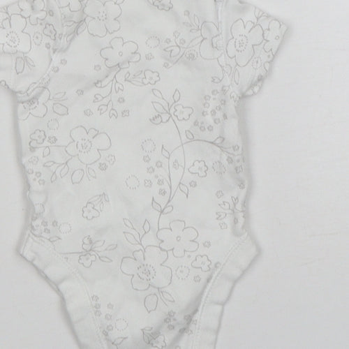 F&F Girls White Floral Cotton Leotard One-Piece Size Newborn