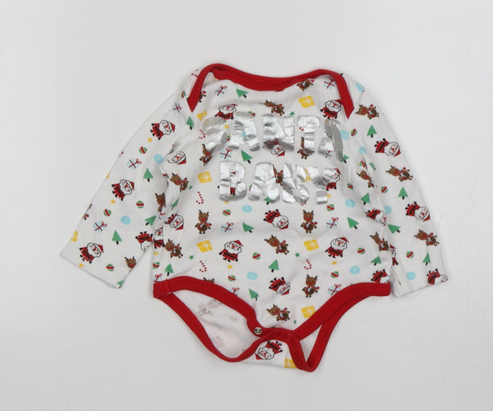 PEP&CO Baby White  Cotton Leotard One-Piece Size 6-9 Months   - Christmas