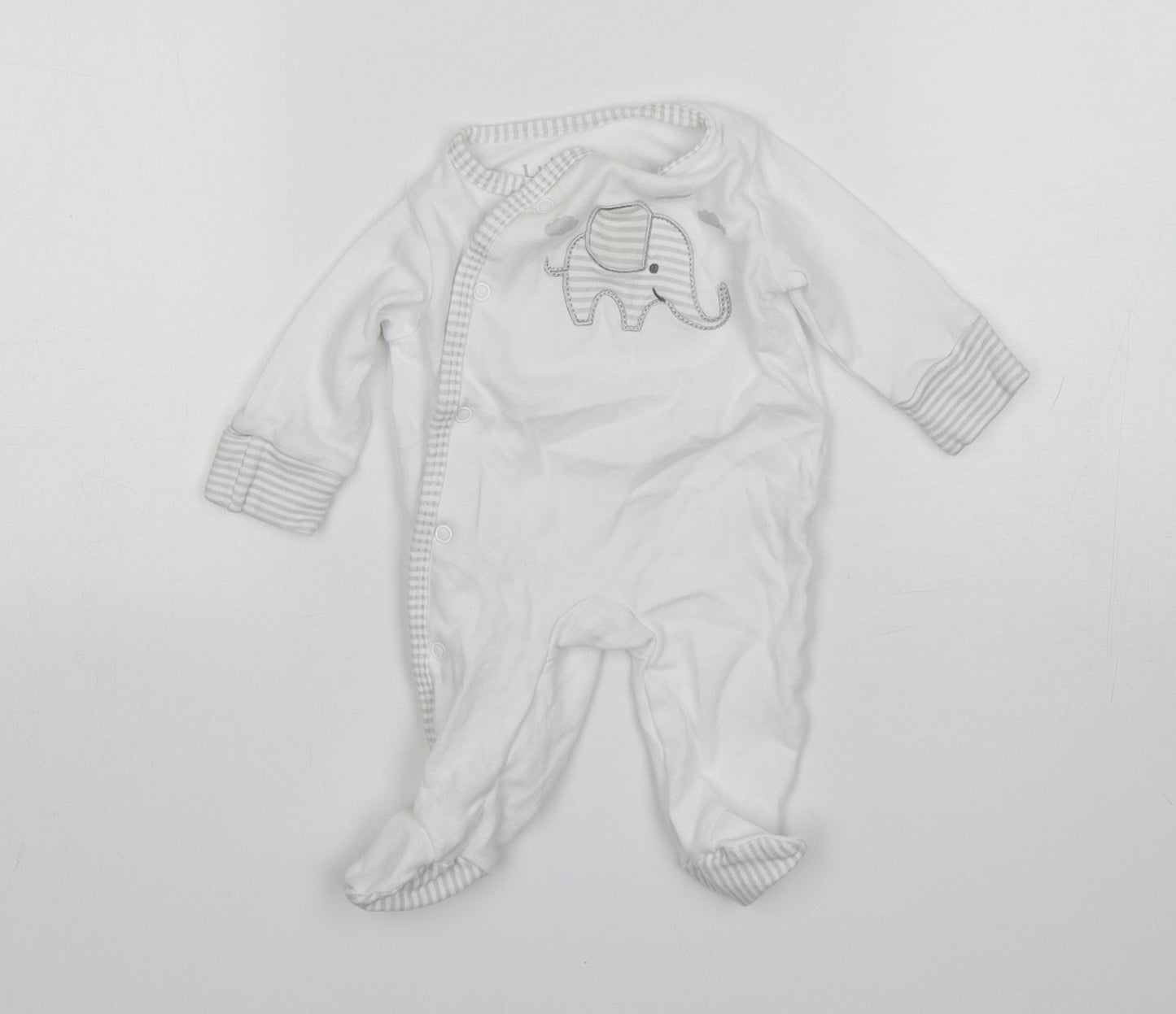 Lullaby Baby White  Cotton Babygrow One-Piece Size 0-3 Months