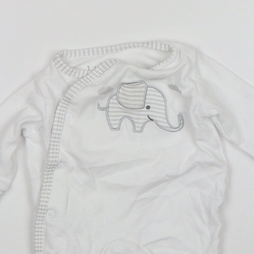 Lullaby Baby White  Cotton Babygrow One-Piece Size 0-3 Months