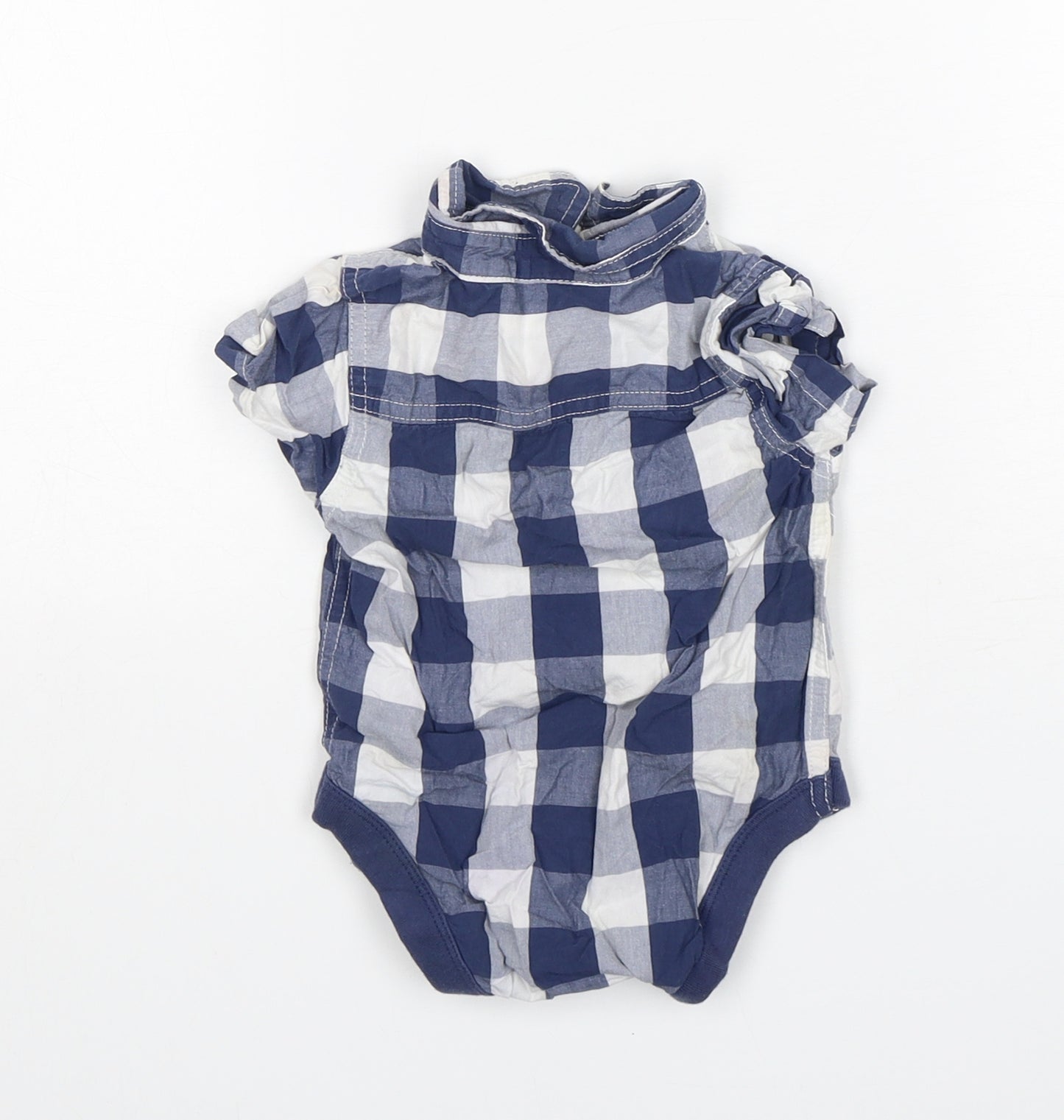NEXT Baby Blue Check Cotton Leotard One-Piece Size 6-9 Months