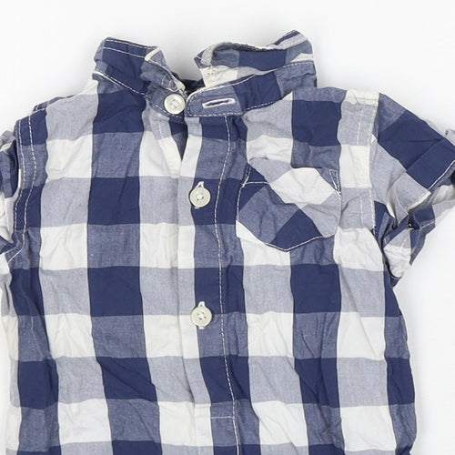 NEXT Baby Blue Check Cotton Leotard One-Piece Size 6-9 Months