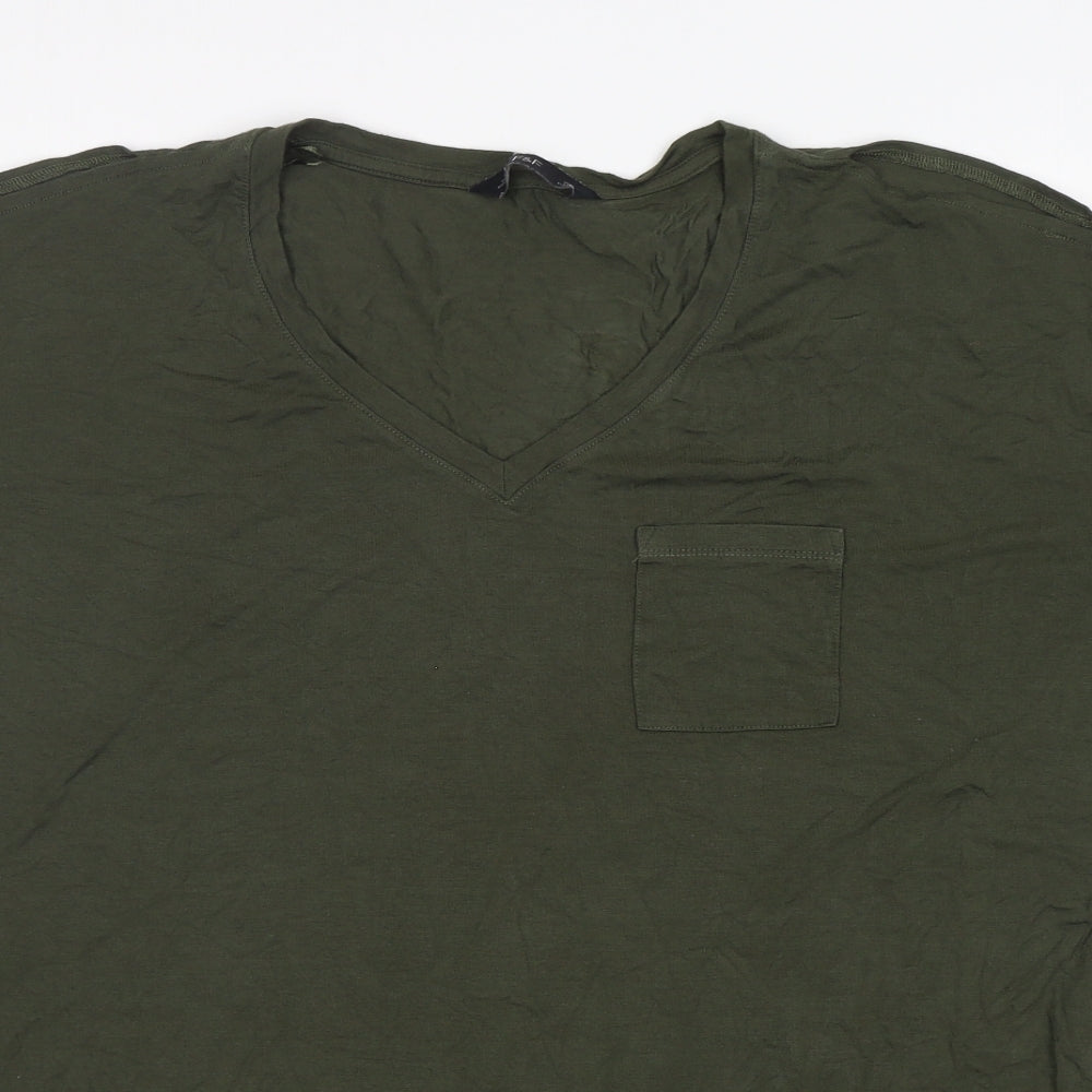 F&F Womens Green  Modal Basic T-Shirt Size 12 Round Neck