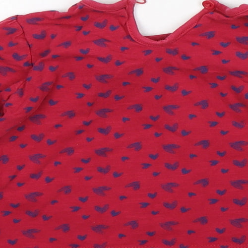 Matalan Girls Red Spotted Cotton Basic T-Shirt Size 9-12 Months Round Neck