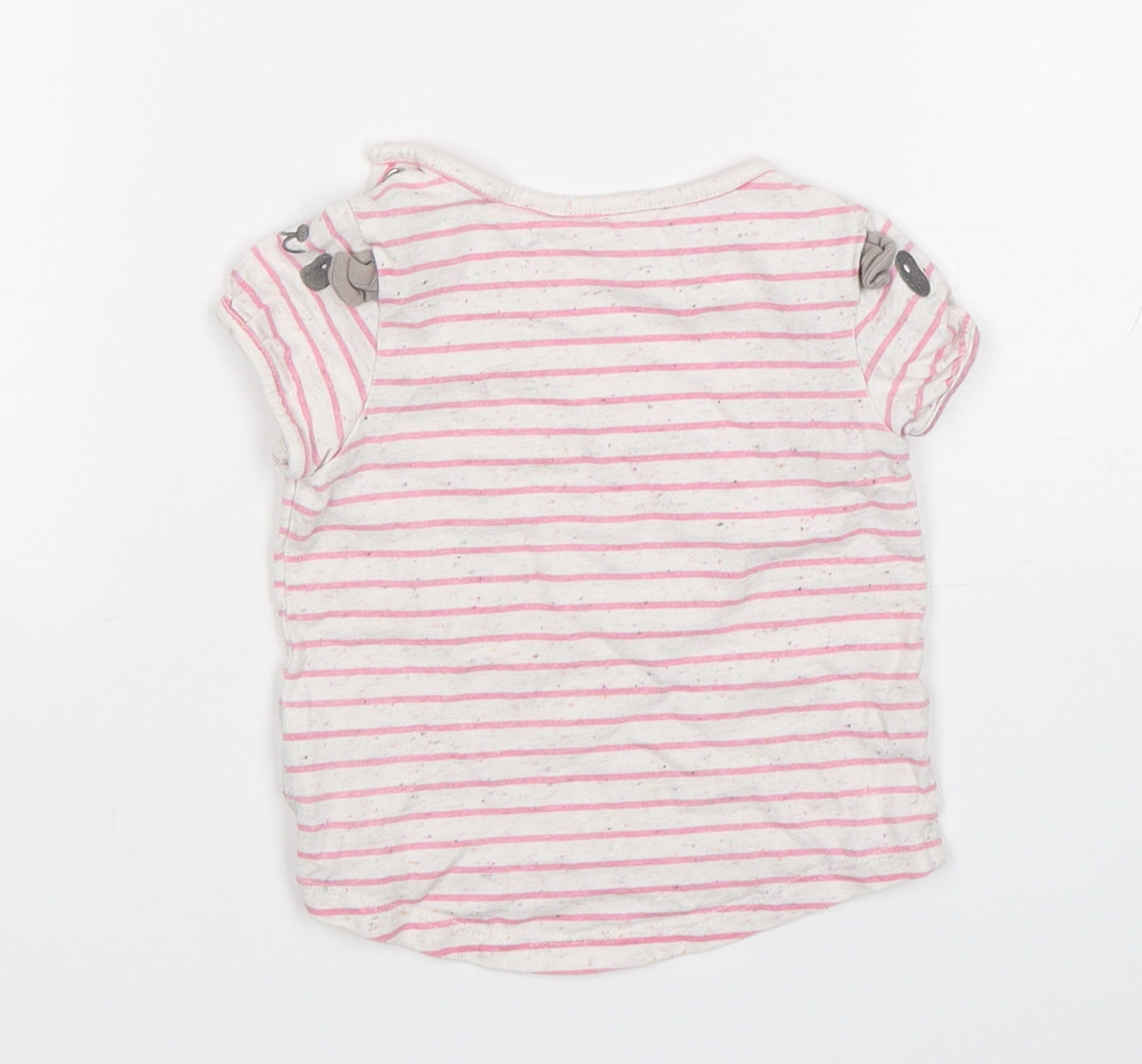 Mothercare Girls Multicoloured Striped Cotton Basic T-Shirt Size 6-9 Months Round Neck