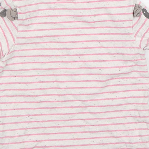 Mothercare Girls Multicoloured Striped Cotton Basic T-Shirt Size 6-9 Months Round Neck