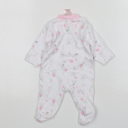Just Too Cute Girls White Animal Print Cotton Babygrow One-Piece Size 0-3 Months