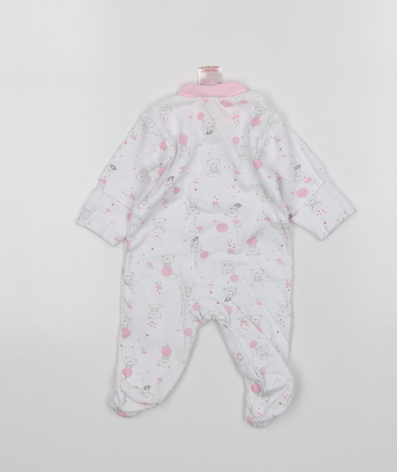 Just Too Cute Girls White Animal Print Cotton Babygrow One-Piece Size 0-3 Months