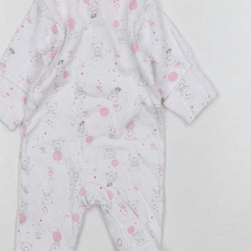 Just Too Cute Girls White Animal Print Cotton Babygrow One-Piece Size 0-3 Months