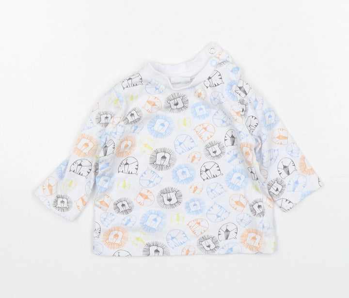 F&F Boys Multicoloured Animal Print Cotton Basic T-Shirt Size Newborn Round Neck