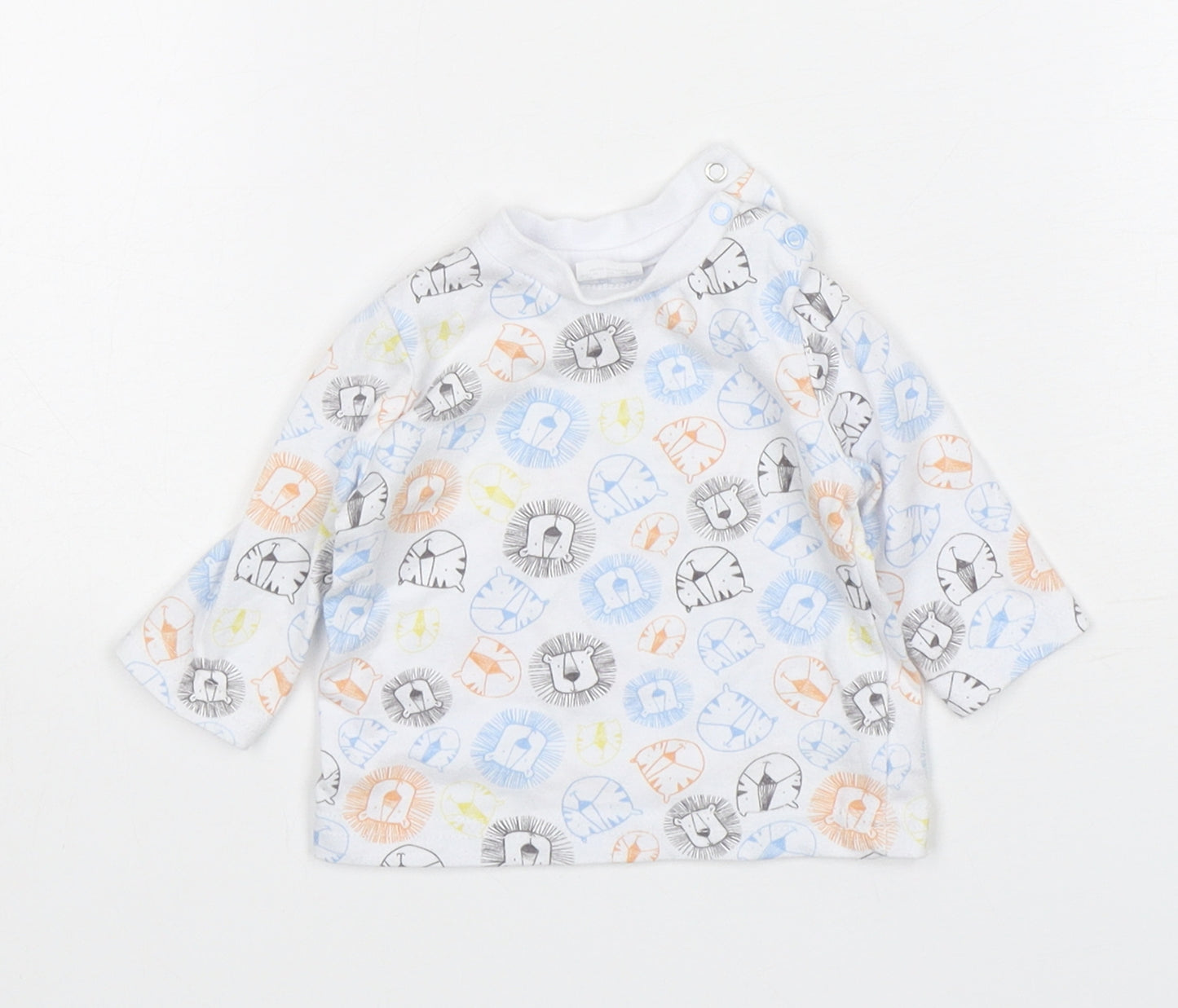 F&F Boys Multicoloured Animal Print Cotton Basic T-Shirt Size Newborn Round Neck