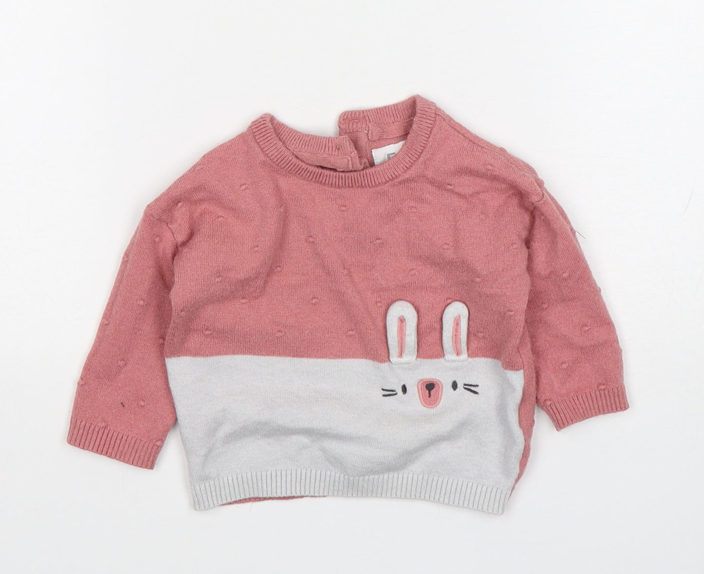 F&F Girls Pink  Viscose Pullover Jumper Size 3-6 Months