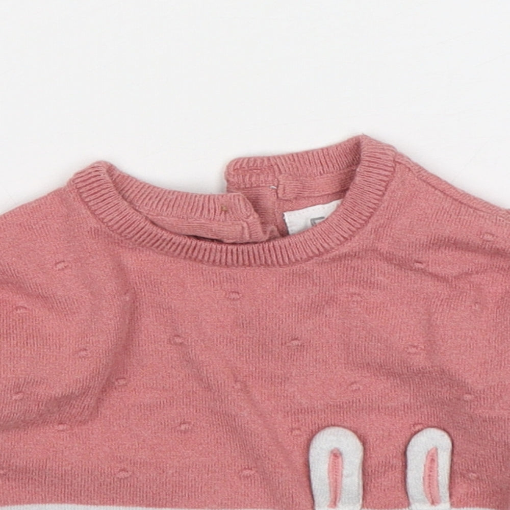 F&F Girls Pink  Viscose Pullover Jumper Size 3-6 Months