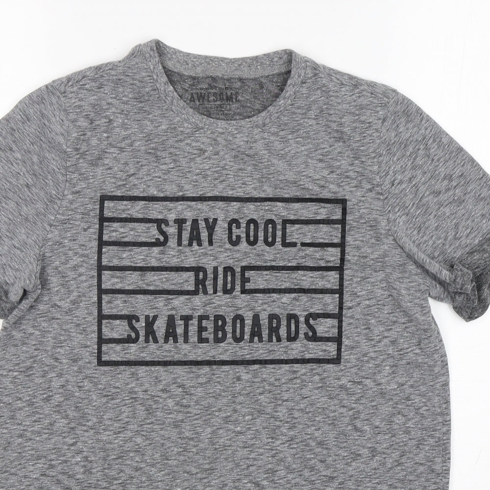 F&F Boys Grey  Polyester Basic T-Shirt Size 11-12 Years Round Neck