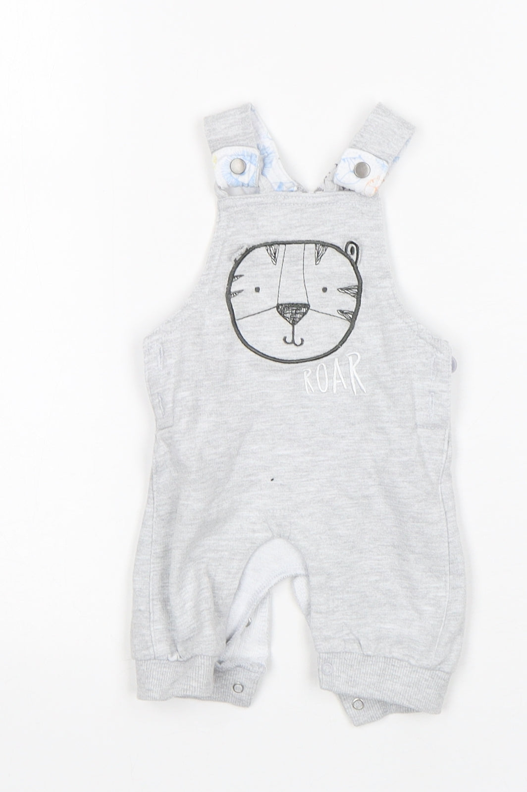 F&F Boys Grey  Cotton Dungaree One-Piece Size Newborn