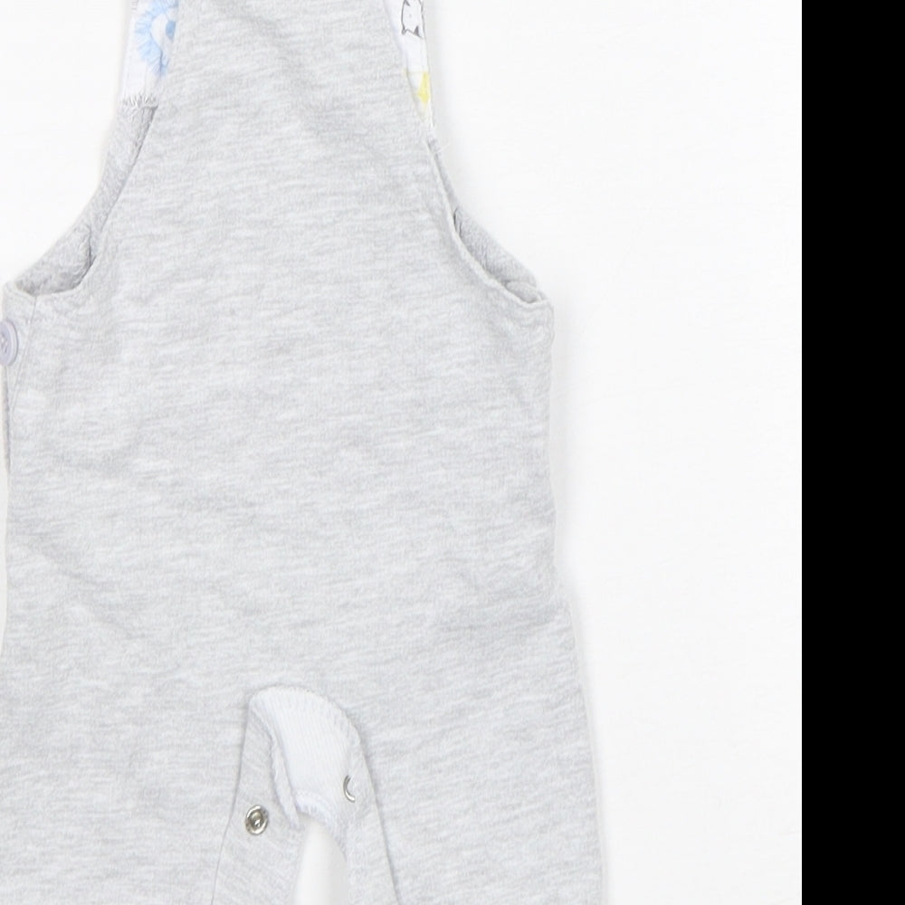 F&F Boys Grey  Cotton Dungaree One-Piece Size Newborn