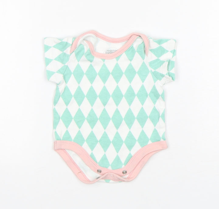 mamas & papas Girls Multicoloured Argyle/Diamond Cotton Leotard One-Piece Size Newborn