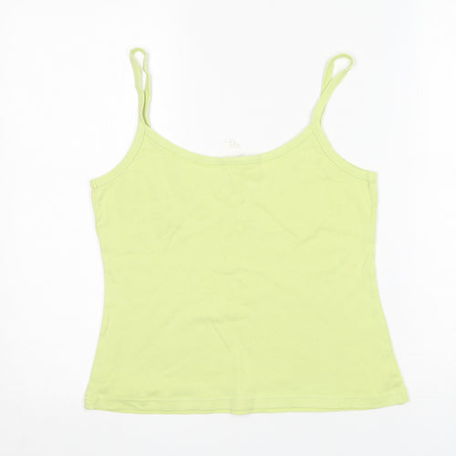 Preworn Womens Green  Cotton Basic Tank Size 14 Round Neck