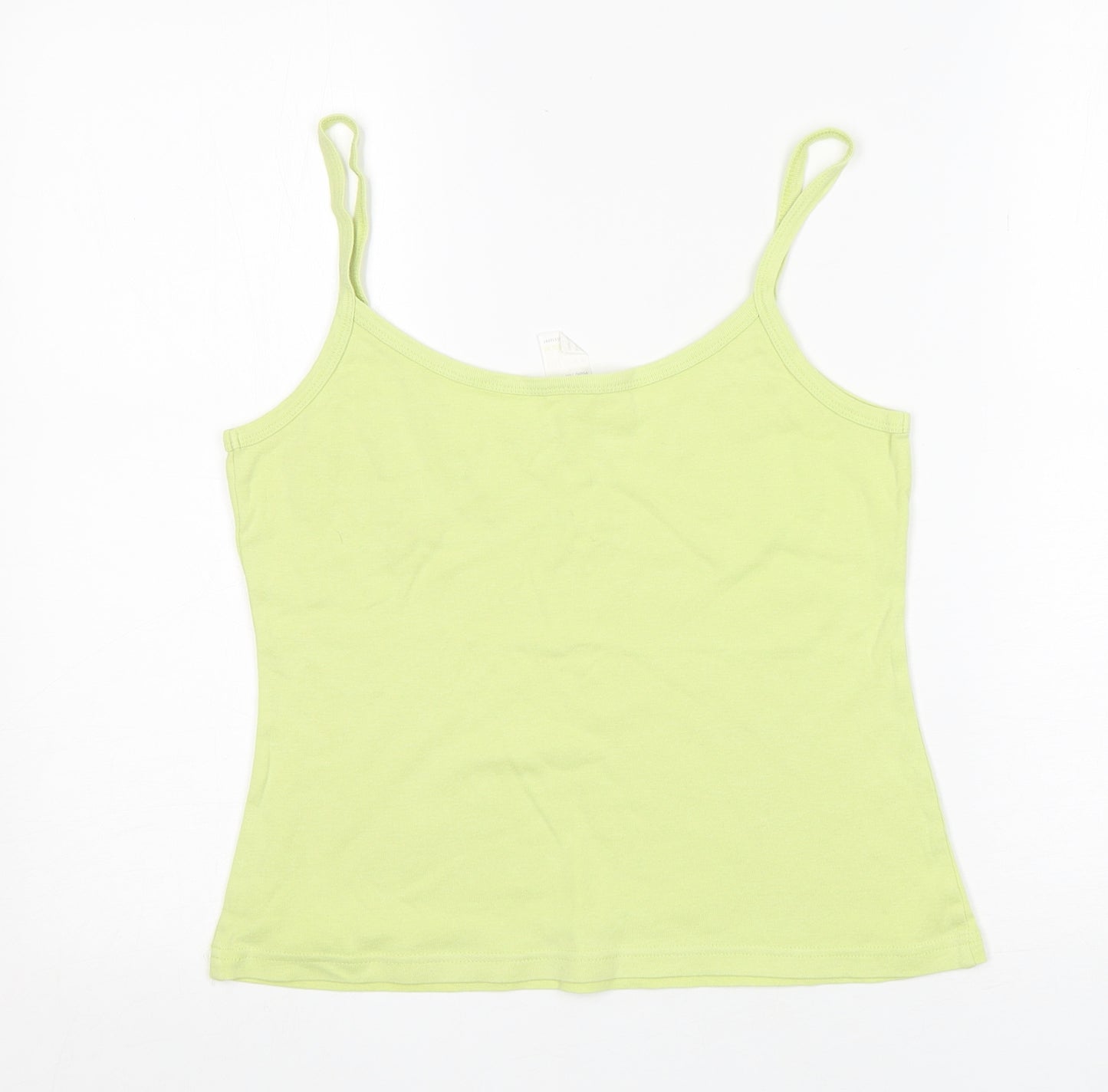 Preworn Womens Green  Cotton Basic Tank Size 14 Round Neck